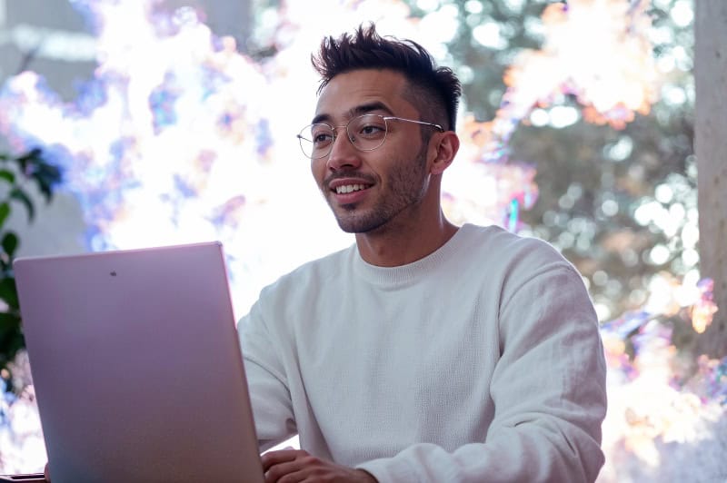 man working with a laptop